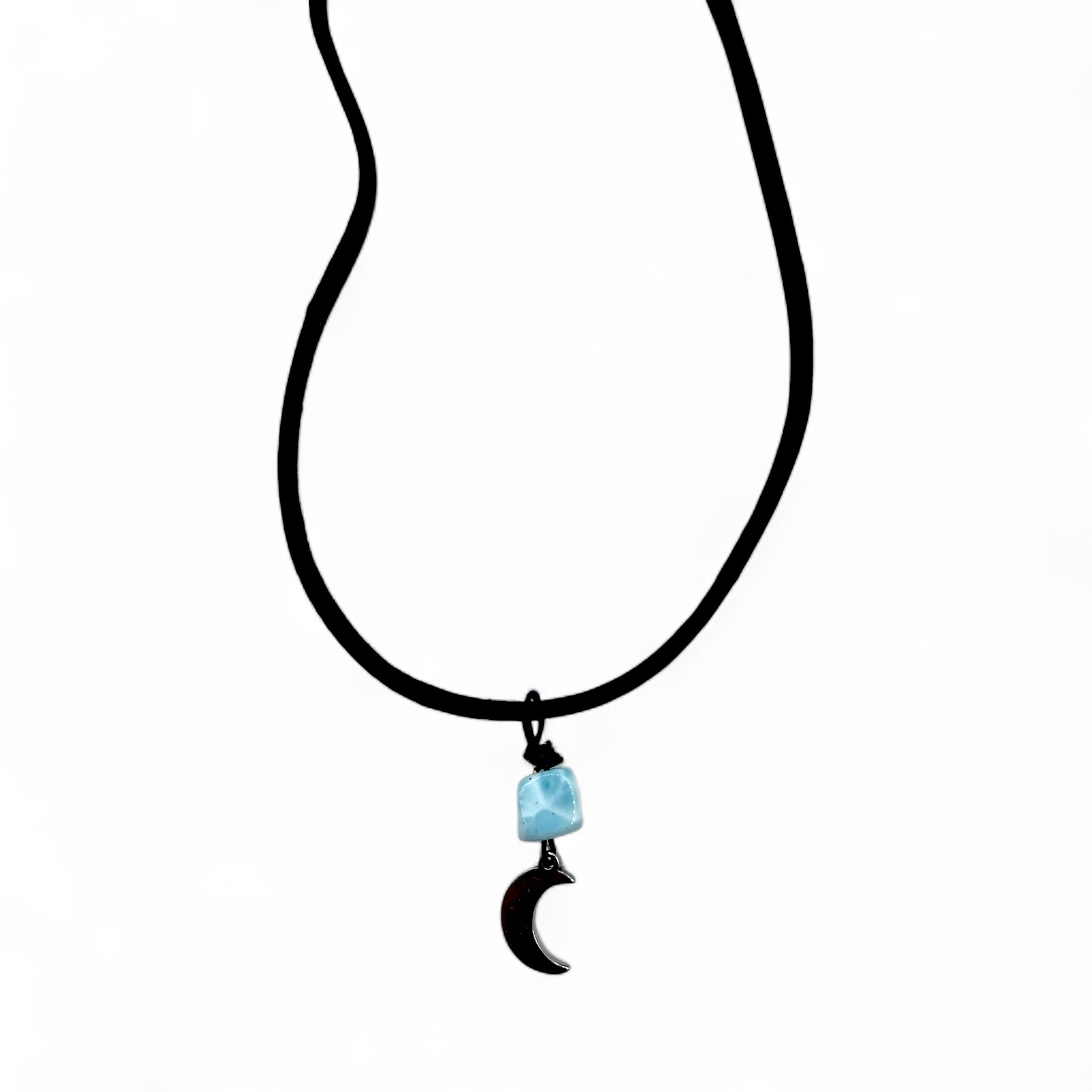 Necklace - Larimar Moon Charm